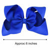 Picture of DEEKA 2 PCS 6" Big Hand-made Grosgrain Ribbon Solid Color Hair Bows Alligator Clips Hair Accessories for Little Teen Toddler Girls Kids Set of 2 -Royal Blue