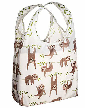 Picture of O-WITZ Reusable Shopping Bag, Ripstop, Folds into Pouch, Sloth