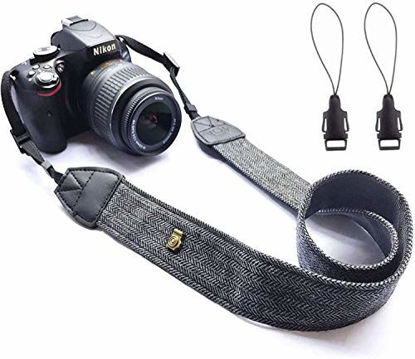 Picture of WANBY Black Camera Strap Canvas Neck Shoulder Strap with Quick Release Buckles for DSLR SLR