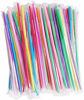 Picture of Hulless 100Pcs 10.3 Inch Colorful Flexible Drinking Straws,Individual Package Disposable Plastic Straws,Extra Long Flexible Party Fancy Straws.