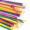 Picture of Hulless 100Pcs 10.3 Inch Colorful Flexible Drinking Straws,Individual Package Disposable Plastic Straws,Extra Long Flexible Party Fancy Straws.