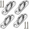 Picture of Hulless 4 Pcs 1.8 Inch 304 Stainless Steel Ceiling Hooks Pad Eyes Plate Marine Hardware Hooks with Screws