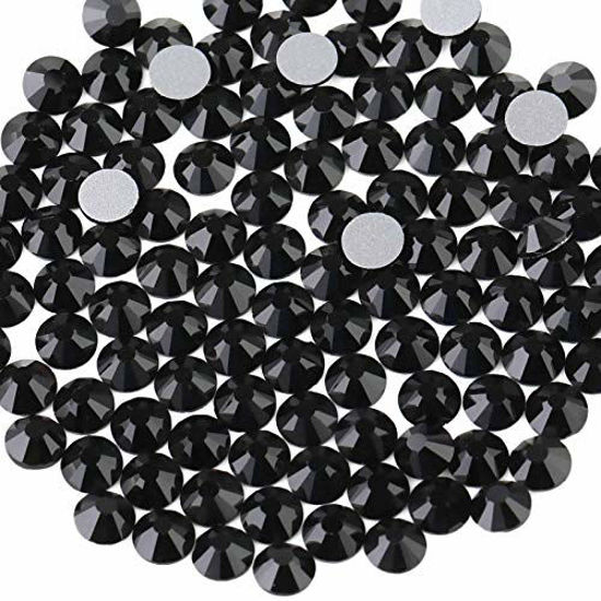 Picture of beadsland 1440pcs Flat Back Crystal Rhinestones Round Gems for Nail Art and Craft Glue Fix, Black(SS12(2.9-3.0mm))