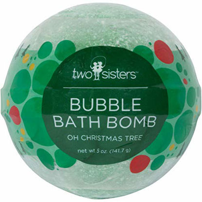 Picture of Oh Christmas Tree Bubble Bath Bomb by Two Sisters Spa. Large 99% Natural Fizzy for Women, Teens and Kids. Moisturizes Dry Sensitive Skin. Releases Color, Scent, and Bubbles. Handmade in USA