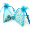 Picture of Boshen 100/200PCS Organza Gift Candy Sheer Bags Mesh Jewelry Pouches Drawstring Bulk for Wedding Party Favors Christmas 3"x4" 5"x7" (3" X 4"(100PCS), Teal Blue)