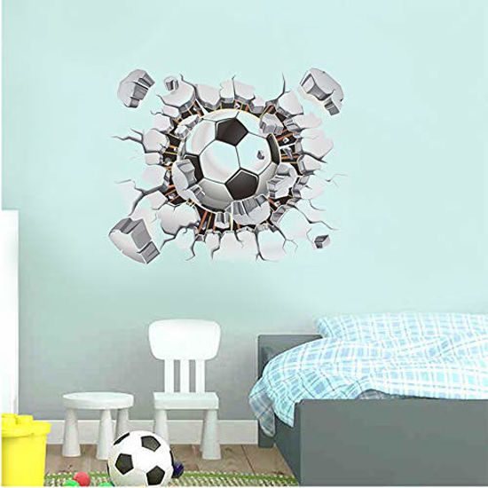 Picture of SITAKE 3D Soccer Stickers, 3D Wall Art Soccer Ball Stickers Decals for Kids Room, Football Vinyl Art DIY Sticker for Boys Bedroom Playroom Living Room Window Door Decoration, 19.7 x 24.3in