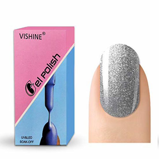 Picture of Vishine Soak-off Gel Polish Lacquer Nail Art UV LED Manicure Varnish 15ml Pearl Silver(231)