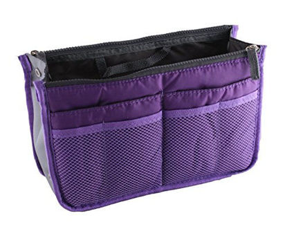 Picture of Large Purse Organizer Insert Handbag Pouch Tidy & Neat (Ships From USA) (Purple)