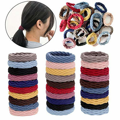 Picture of Wetopkim 30 Pcs Hair Ties, Non-Slip and Seamless Hair Bands for Thick Heavy and Curly Hair, Lightweight Highly Elastic and Stretchable