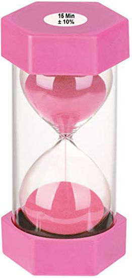 Picture of Sand Timer 15 Minutes Hourglass, SuLiao Unbreakable Pink Sand Watch 15 Minuto, Small Sand Clock One Minute, Plastic Hour Glass Timer for Kids, Games, Classroom, Kitchen, Decorative