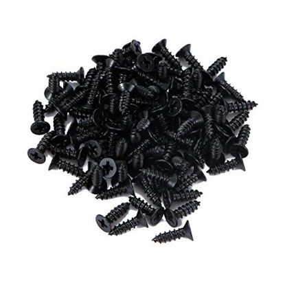 Picture of TPOHH 100 PCS Black Oxide #8 X 5/8 inch Flat Head Phillips 18/8 (A2) Stainless Steel Wood Screws, Fully Threaded