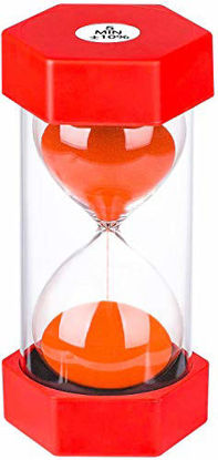 Picture of Hourglass Sand Timer 5 Minute: Plastic Sand Clock 5 Minutes, Large Red Sand Watch 5 Min, Colorful Hour Glass Sandglass Timer for Kids, Games, Classroom, Kitchen, Decoration