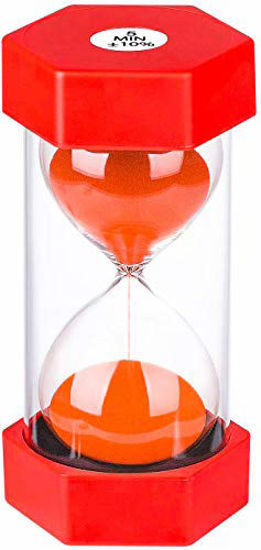 Picture of Hourglass Sand Timer 5 Minute: Plastic Sand Clock 5 Minutes, Large Red Sand Watch 5 Min, Colorful Hour Glass Sandglass Timer for Kids, Games, Classroom, Kitchen, Decoration