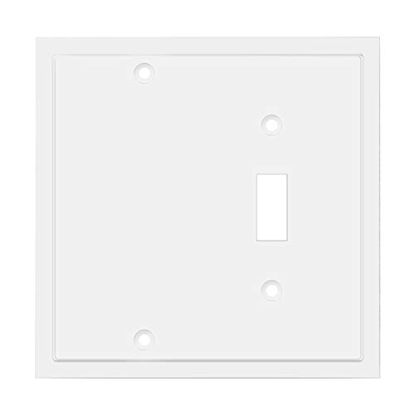 Picture of Modern Edge Decorative Wall Plate Switch Plate Outlet Cover, Durable Solid Zinc Alloy (Blank/Toggle, White)