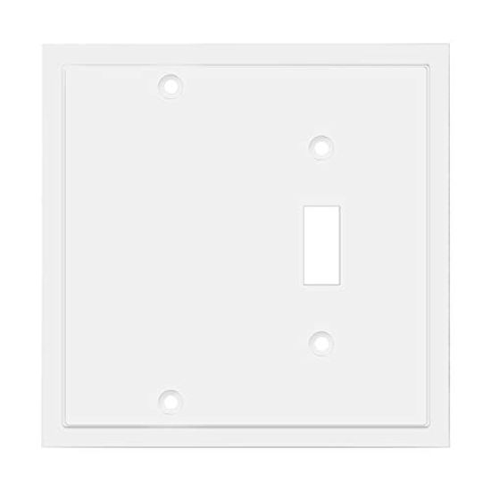 Picture of Modern Edge Decorative Wall Plate Switch Plate Outlet Cover, Durable Solid Zinc Alloy (Blank/Toggle, White)