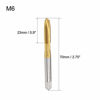 Picture of uxcell Spiral Point Plug Threading Tap M6 x 1 Thread, Ground Threads H2 3 Flutes, High Speed Steel HSS 6542, Titanium Coated, Round Shank with Square End