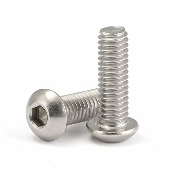 Picture of M6-1.0 x 8mm Button Head Socket Cap Screws Bolts, Stainless Steel 18-8 (304), Bright Finish, Fully Threaded, Allen Socket Drive, 25 PCS