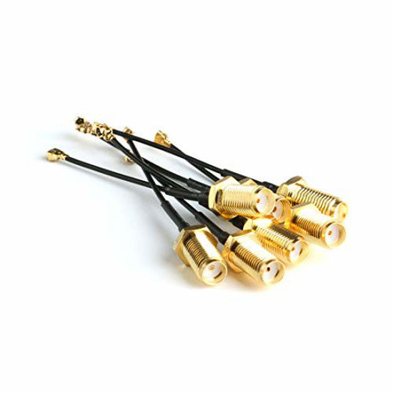 Picture of HiLetgo 5pcs IPX IPEX U.FL to SMA Female Pigtail Antenna Wi-Fi Coaxial Low Loss Cable 6 inch (15cm)