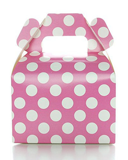 Picture of Hot Pink Polka Dot Favor Boxes (12 Pack) - Small Candy Favor Boxes, Bright Pink Boxes, Party Supplies