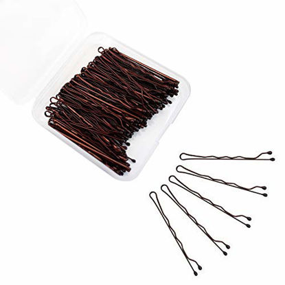 Picture of ScivoKaval Bobby Pins Bulk Brown Bronze 100 Count Hair Bob Pins Bulk in a Case Box Tub