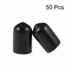 Picture of uxcell 50pcs Rubber End Caps 8.5mm ID Vinyl Round Tube Bolt Cap Cover Thread Protectors Black