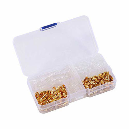Picture of 120pcs Gold Brass 3.5mm Bullet Connector Terminal Male and Female with Insulation Cover