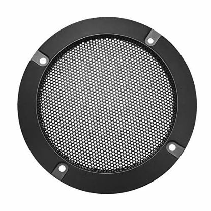 Picture of uxcell Speaker Grill Cover 4 Inch Mesh Decorative Circle Subwoofer Guard Protector Black