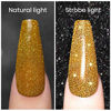 Picture of Glitter Gel Nail Polish, Gold Diamond Gel Polish Spark Shiny Gel Nail Art Soak Off UV LED Lacquer Gel Nail Starter Manicure Salon DIY at Home RAR82