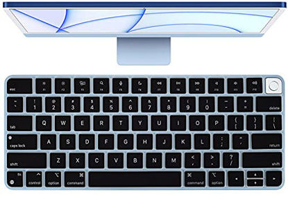 Picture of Ultra Thin Keyboard Cover for 2021 Newest Apple iMac 24 Inch Magic Keyboard with Touch ID A2449 Keyboard Cover Skin, 2021 iMac 24 Inch M1 Chip Magic Keyobard A2450 Keyboard Skin Accessories, Black