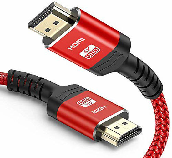 Picture of 4K 60HZ Red 6.6ft HDMI Cable,Highwings 18Gbps High Speed HDMI 2.0 Braided Cord-Supports (4K 60Hz HDR,Video 4K 2160p 1080p 3D HDCP 2.2 ARC-Compatible with Ethernet Monitor HDTV