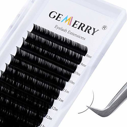 Picture of Eyelash Extensions 8-14 mm Mix Classic Lash Extensions GEMERRY Individual Lashes Single Eyelash Extensions 0.05 C Curl 8mm 9mm 10mm 11mm 12mm 13mm 14mm Lashes Supplies (0.05-C, 8-14mm Mix)