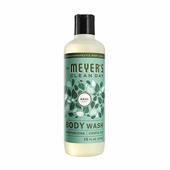 Picture of Mrs. Meyer's Clean Day Moisturizing Body Wash for Women and Men, Cruelty Free and Biodegradable Shower Gel Formula Made with Essential Oils, Basil Scent, 16 oz