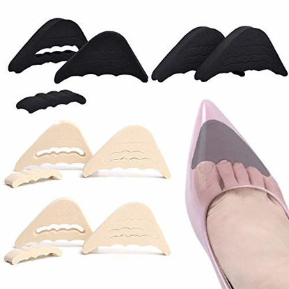 Picture of Shoe Fillers, Adjustable Toe Inserts for Shoes, 4 Pairs Shoe Fitters for Loose Shoes, Black and Beige