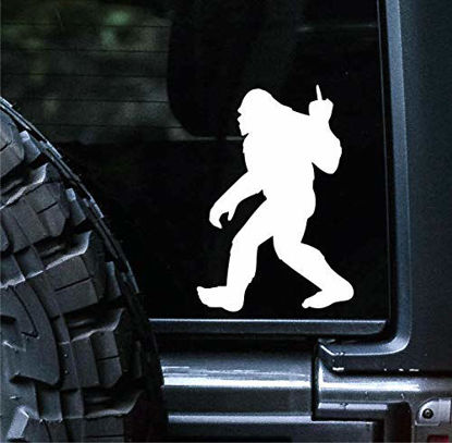 Picture of Sunset Graphics & Decals Big Foot Middle Finger Decal Vinyl Car Sticker Sasquatch Funny | Cars Trucks Vans Walls Laptop | White | 6 inches | SGD000148