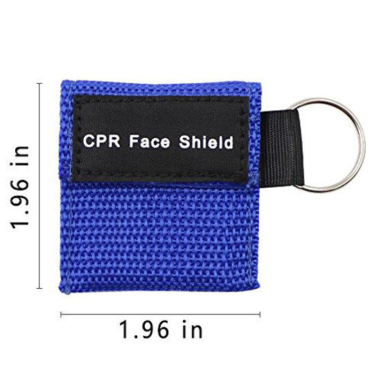 Picture of 5pcs CPR Face Shield Mask Keychain Ring Emergency Kit CPR Face Shields for First Aid or CPR Training (Blue-5)