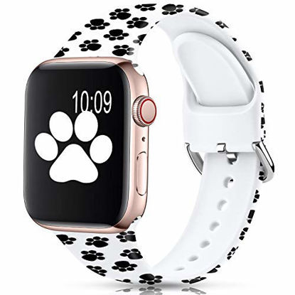 Picture of Sport Band Compatible with Apple Watch Bands 38mm 40mm 41mm 42mm 44mm 45mm for Women Men,Floral Silicone Printed Fadeless Pattern Strap Band for iWatch Series 3, Series 5,Series 6,Series 4,Series 7