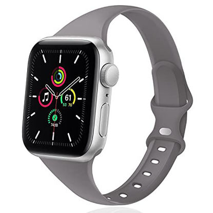 Picture of DYKEISS Sport Slim Silicone Band Compatible for Apple Watch Band 38mm 42mm 40mm 44mm, Thin Soft Narrow Replacement Strap Wristband for iWatch Series 5/4/3/2/1 Women & Men (Coastal Grey, 38mm/40mm)