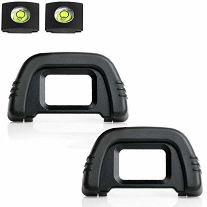 Picture of D90 D7000 Eyepiece Eyecup Viewfinder Eye Cup DK-21 Compatible for Nikon D750 D610 D600 D300 D200 D80 D70 D50 Camera, ULBTER Eyepiece Cover & Bubble Spirit Level Hot Shoe Cover -(2+2 Pack)