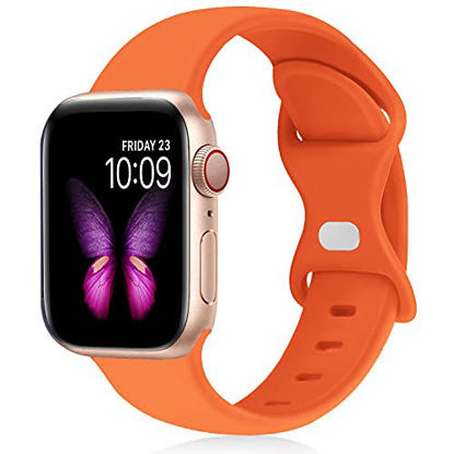 Picture of SinceC Sport Bands Compatible with Apple Watch Band 38mm 40mm 41mm 42mm 44mm 45mm S/M M/L for Women/Men Waterproof Soft Silicone Replacement Strap Accessories for iWatch series 7/6/5/4/3/2/1/SE(Orange, 38/40/41mm S/M)