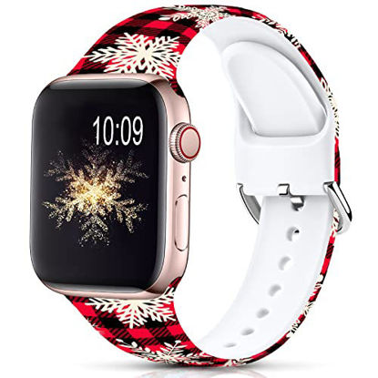 Picture of Sport Band Compatible with Apple Watch Bands 38mm 40mm 41mm 42mm 44mm 45mm for Women Men,Floral Silicone Printed Fadeless Pattern Strap Band for iWatch Series 3, Series 5,Series 6,Series 4,Series 7