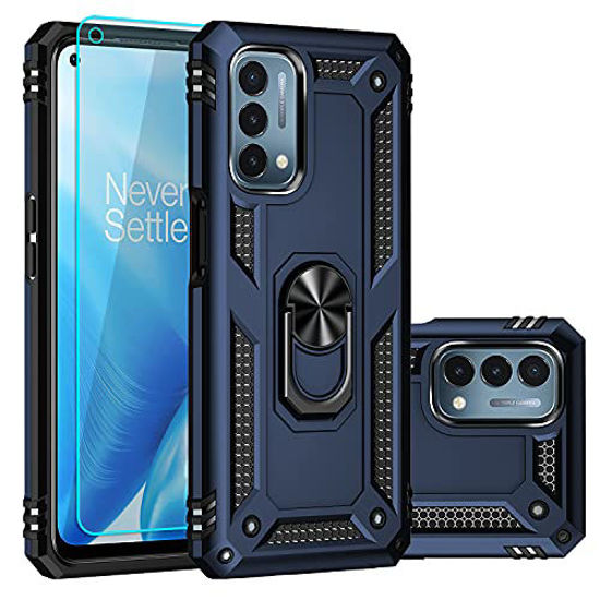 Picture of SKTGSLAMY for OnePlus Nord N200 5G Case,with Screen Protector,[Military Grade] 16ft. Drop Tested Cover with Magnetic Kickstand Car Mount Protective Case for OnePlus Nord N200 5G, Blue