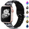 Picture of Sport Band Compatible with Apple Watch Bands 38mm 40mm 41mm 42mm 44mm 45mm for Women Men,Floral Silicone Printed Fadeless Pattern Strap Band for iWatch Series 3, Series 5,Series 6,Series 4,Series 7