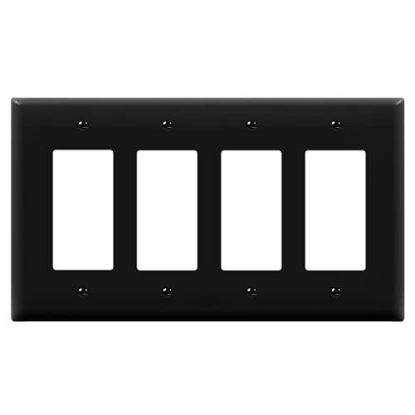 Picture of ENERLITES Quadruple Decorator Switch Cover, Four Outlet Wall Plate, Glossy Finish, Mid-Size 4-Gang 4.88" x 8.58", Unbreakable Polycarbonate Thermoplastic, UL Listed, 8834M-BK, Black