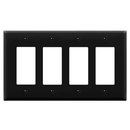 Picture of ENERLITES Quadruple Decorator Switch Cover, Four Outlet Wall Plate, Glossy Finish, Mid-Size 4-Gang 4.88" x 8.58", Unbreakable Polycarbonate Thermoplastic, UL Listed, 8834M-BK, Black