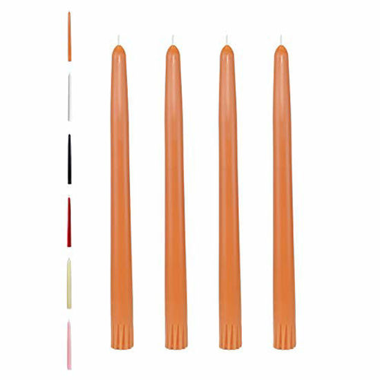 Picture of CandleNScent Taper Candles | Tapered Candlesticks - dripless 10 Inch unscented | Orange | 4 Pack