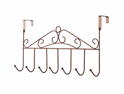 Picture of Eywlwaar Over The Door Hooks 7 Hanger Rack Heavy Decorative Metal Rack for Home Use Hats Coats Key Bag Clothes Scarfs Hooks