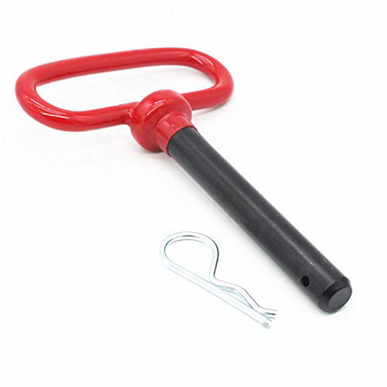 Picture of X-Haibei Head Tow Hitch Pin and Clip 1/2 x 3 5/8 inch for Lawn Mower Tractor RV Trailer Truck ATV, Red Handle, 1 Pack