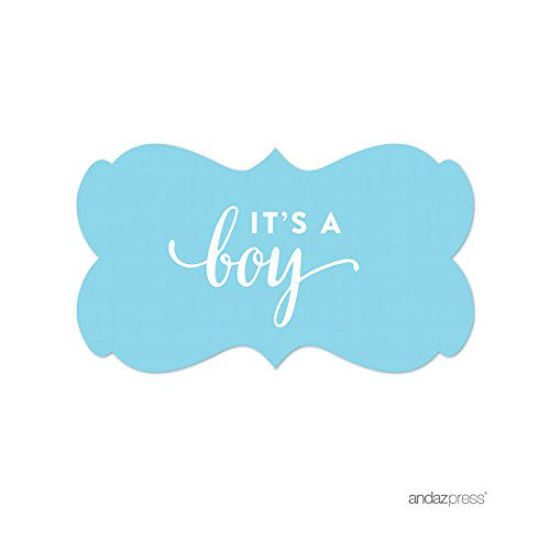 Picture of Andaz Press Fancy Frame Rectangular Label Stickers, It's a Boy!, Baby Blue, 36-Pack