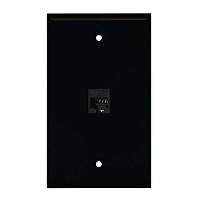 Picture of BUPLDET 1 Port Ethernet Wall Plate - Cat6 RJ45 Ethernet Wall Plate Female to Female Faceplate - Black