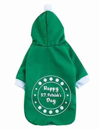 Picture of Coomour Pet Dog Happy ST. Patrick's Day Hoodies Cat Shamrock Costume Puppy Clothes for Dogs Cats Outfit (S)